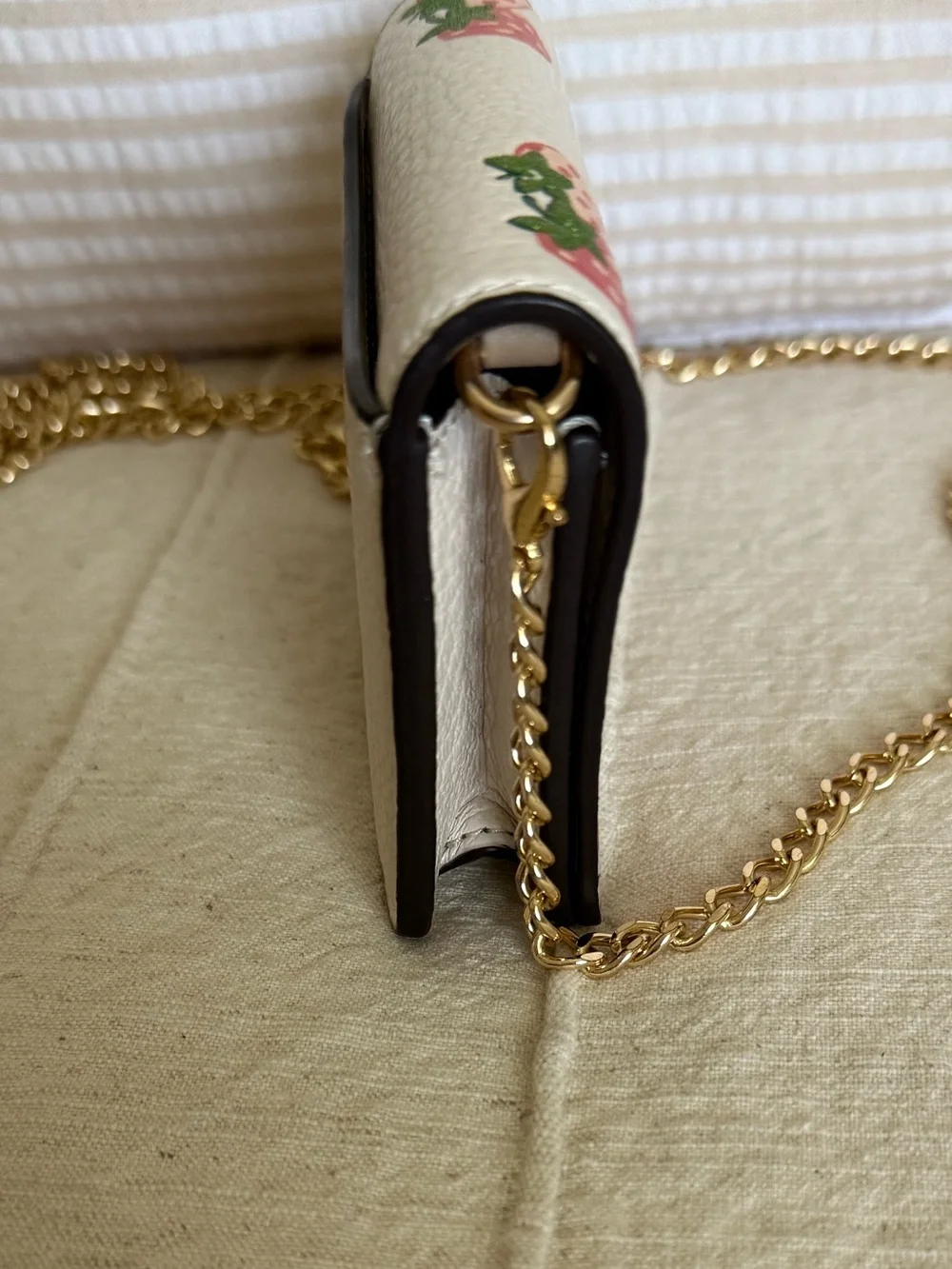 Coach Mini Strawberry Crossbody White with Chain